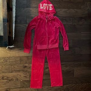 Papaya sweatsuit, pink, Small bottoms, Medium top
